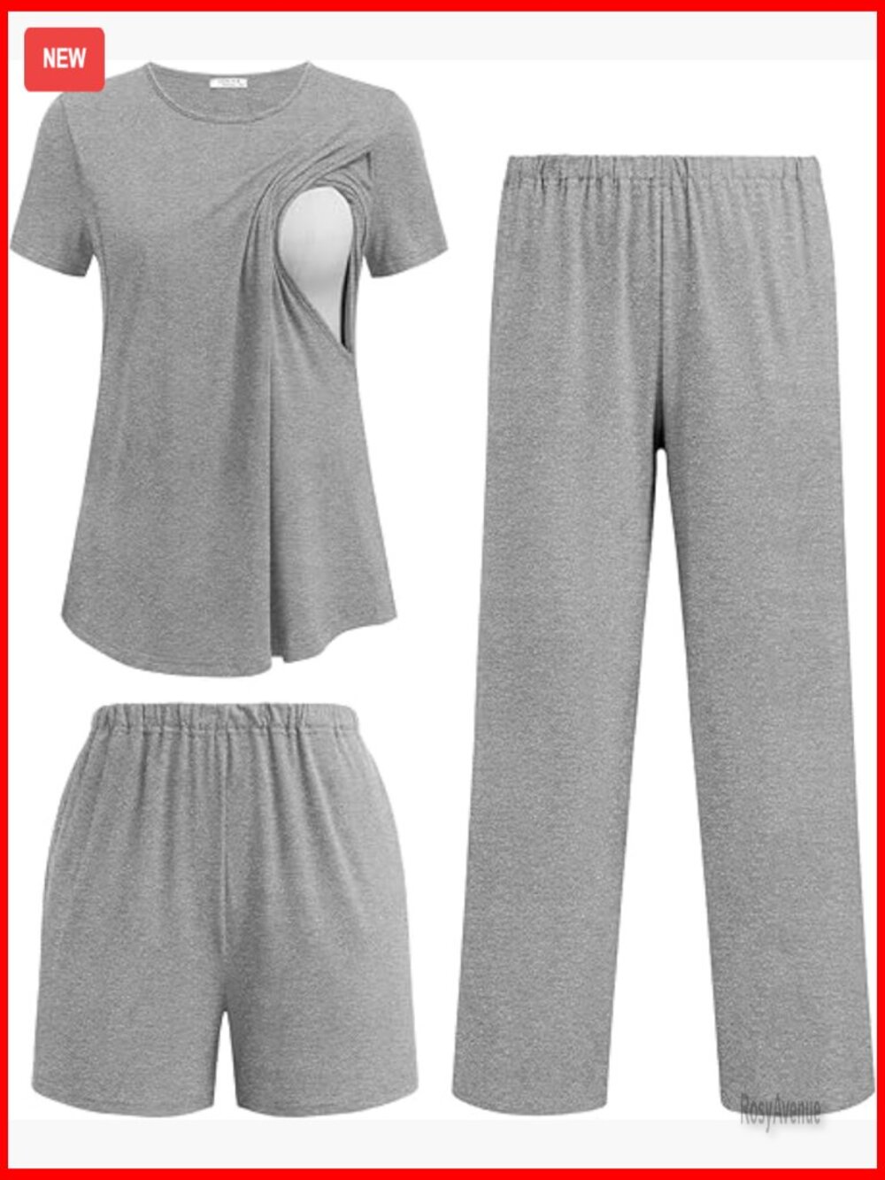 3 Piece Maternity Nursing Pajama Set Breastfeeding Sleepwear